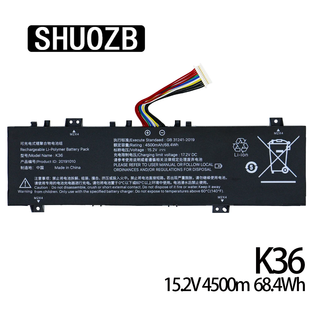 

New K36 Laptop Battery For BBEN G17 G16 G16A G16S X36A G156M G16X wizard G2 K36 15RX X36E GB-15X36 Enz X36 N36 15.2V 4500mAh