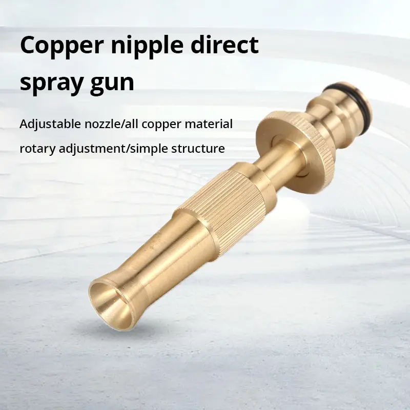 Garden Spray Gun Brass Adjustable Hose Nozzle High Pressure Straight Copper Gun For Car Washing
