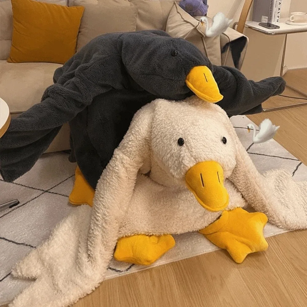 Soft Coral Fleece Big White Goose Onesie Pajamas Thicken Windproof Winter Warm Hooded Pajamas Texture Cartoon Pajamas Home Wear