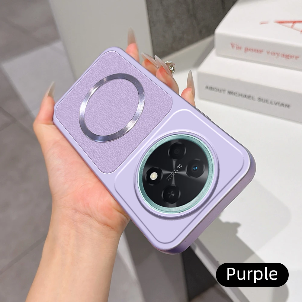 Lychee Pattern CD Magnetic Ring Ultra-Thin Anti-Drop Case