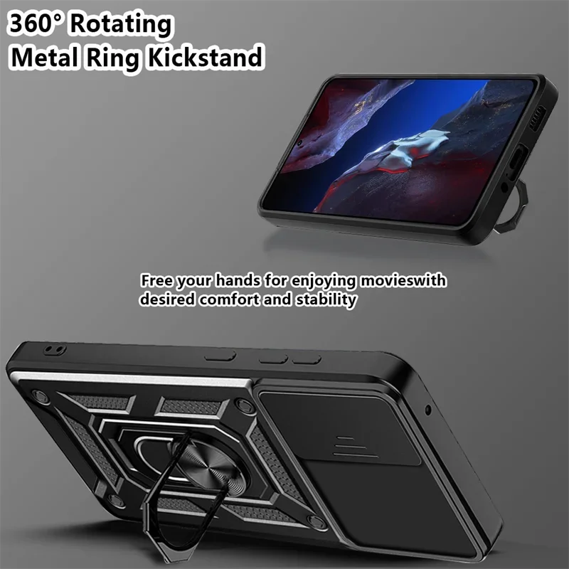Military Grade Armor Phone Case with Camera Lens Protection and Magnetic Holder Ring Cover