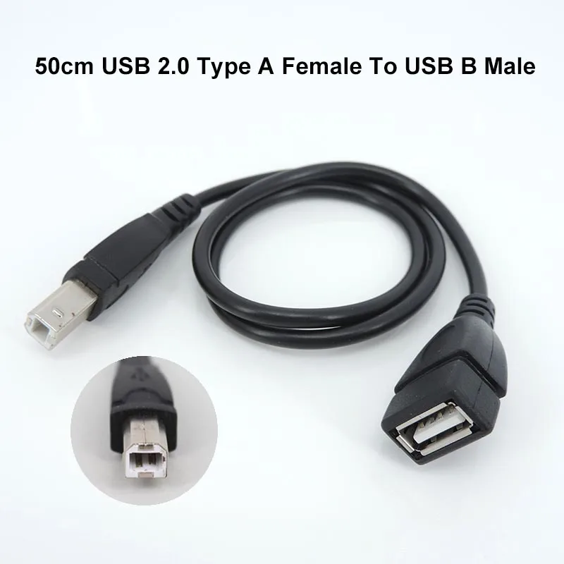 

50 см USB 2.0 тип A Женский к USB B Мужской Сканер Кабель USB для принтера Удлинительный кабель для принтера адаптер A07