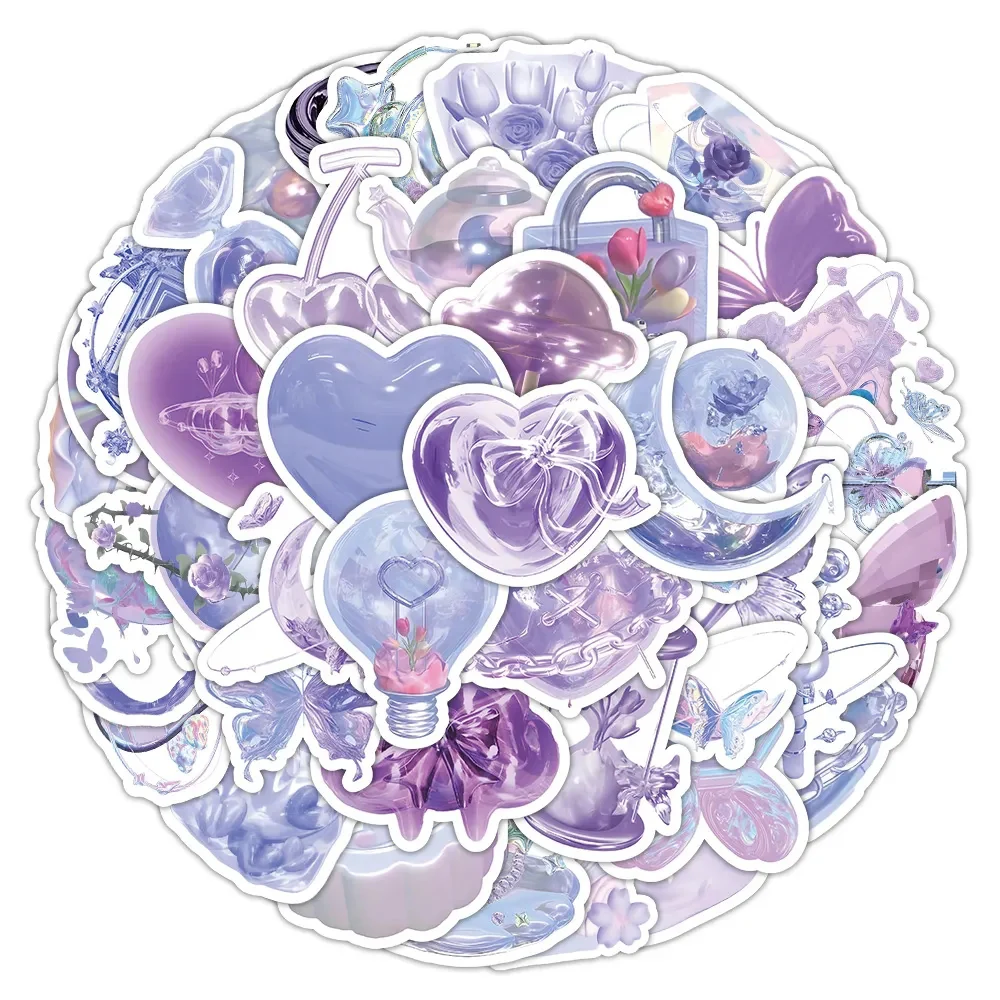 

10/30/63PCS Cute INS Style Laser Purple Cartoon Aesthetic Stickers DIY Skateboard Motorcycle Car Waterproof Cool Sticker Toys