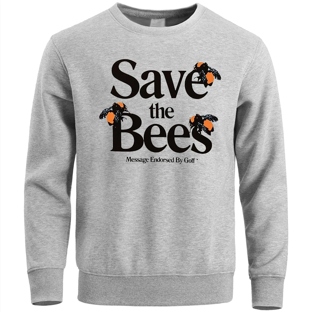 

Толстовка мужская с надписью «Save The Bees», Повседневная теплая свитшот в стиле ретро, Брендовая верхняя одежда, большие размеры