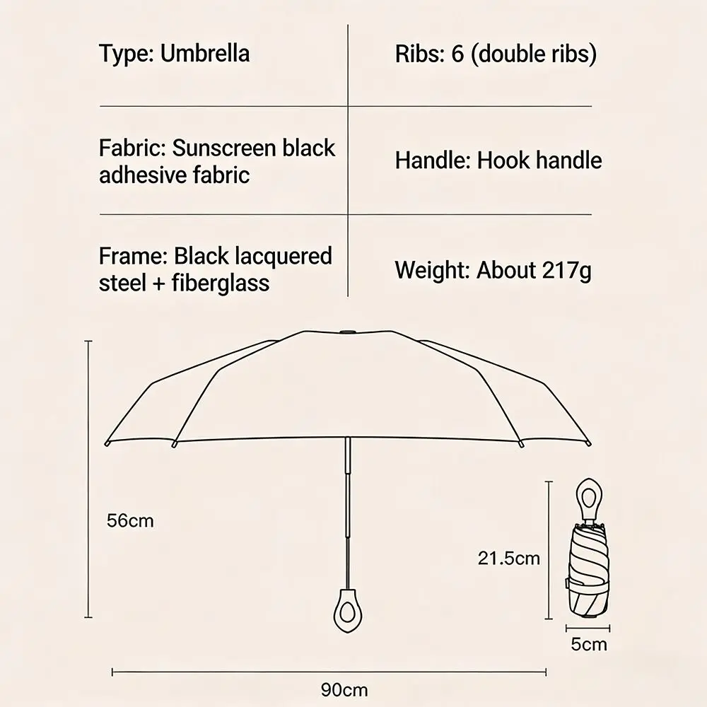 Enhanced Title: Compact UPF50+ UV Protection Pocket Umbrella - Ultralight Portable Sun Shade Parasol
