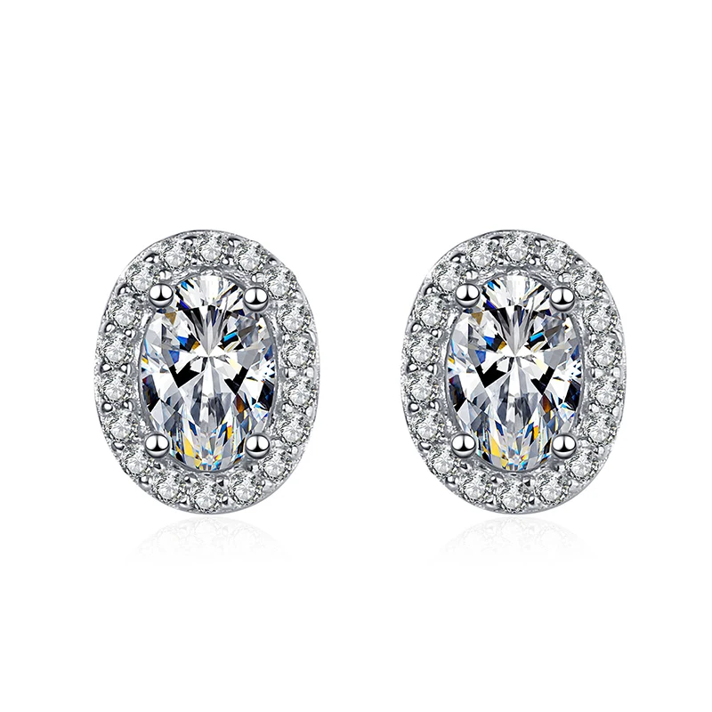 Oval Shape Diamond With Halo Studs Earrings (0.71 ct.) in 14K Gold |  Capucelli