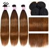 UNice Hair Brown Balayage Straight Human Hair Bundles 1/3/4 PCS Deal Highlight Color Bundles 100% Human Hair Sew In Weave 3