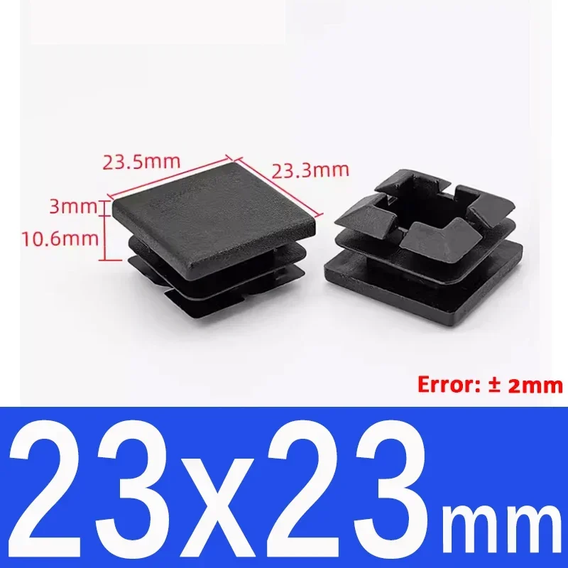 Black Square Plastic End Caps for Table or Chair Feet Protection