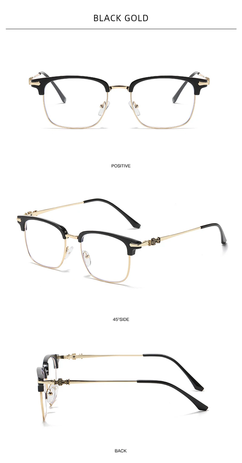Luxus Halb-felge Anti-blaues Licht Gläser Männer Fashion Square Browline Männlichen Brille Täglichen Gebrauch Computer Telefon Brillen – Detail 8