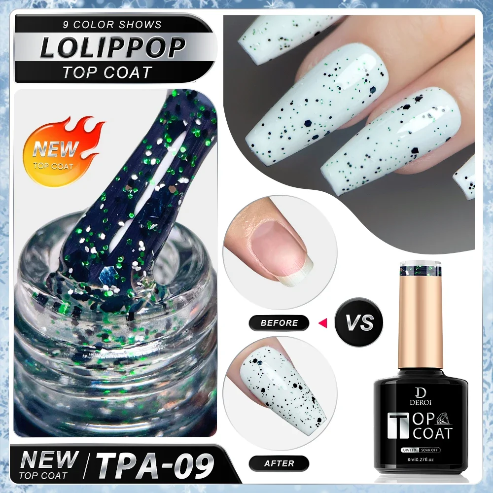 8ml No Wipe Gel Top Coat for Manicure Glitter Jelly Nail Polish Clear DIY Nail Art Matte Aurora Topcoat Soak Off Semi Permanent 6