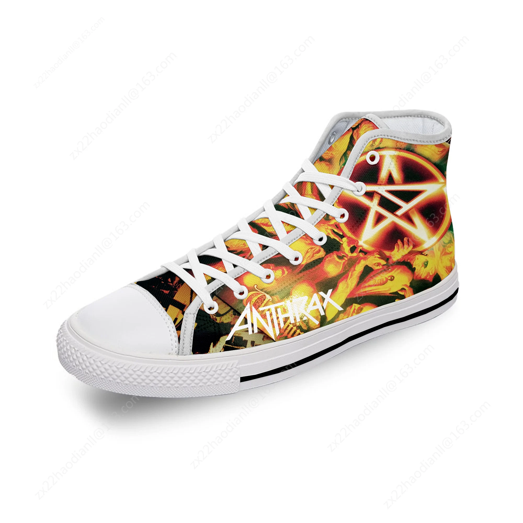 Anthrax Rock Band Hot Cool White Cloth Fashion 3D Print High Top Canvas Shoes Men Women Lightweight Breathable Sneakers