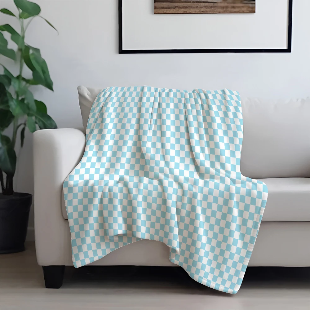 130x150cm Flannel Blanket Queen Size for Couch Sofa BedBuffalo Plaid Decor Green and White Checkered Blanket Soft Lightweight 5