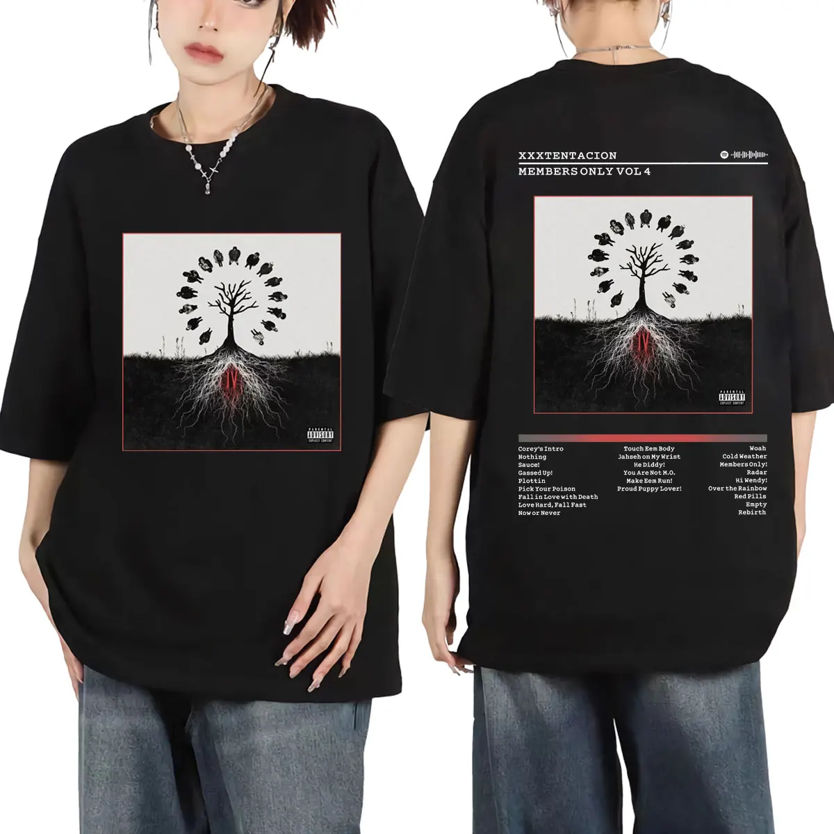 

Футболка Rapper XXX с двухсторонним принтом альбома, модные футболки большого размера в стиле хип-хоп, винтажные трендовые футболки унисекс с коротким рукавом