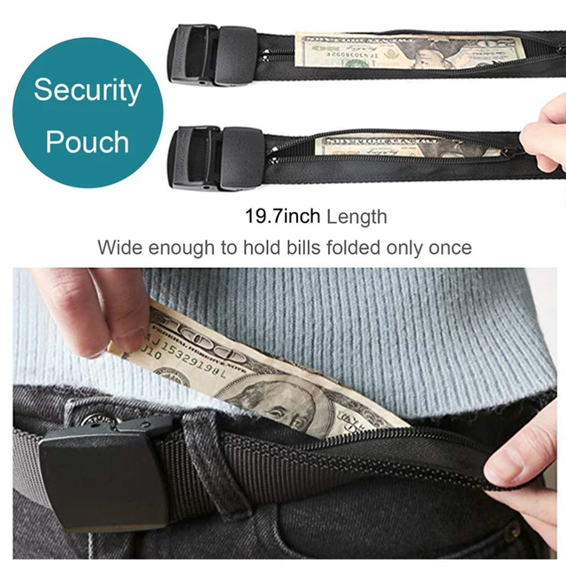  Money Belt for Men Travel Security Belt with Hidden Money  Compartment Pocket, Cashsafe Anti-Theft Wallet Non-Metal Buckle : Clothing,  Shoes & Jewelry