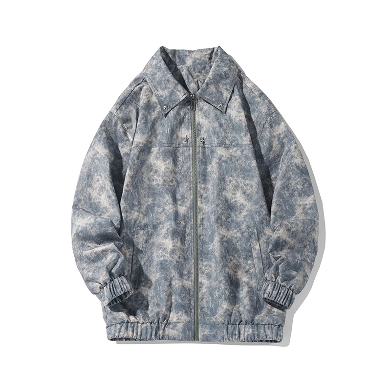 Fashionable Full-Zip Turn Down Collar Clothing Sporty Jacket Men's Coat Student Coat Streetwear