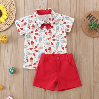 New Baby Outfit Boy Toddler Boys Short Sleeve Independence Day 4th Of July Prints T Shirt Baby Boy Winter Clothes 3-6 Months 2