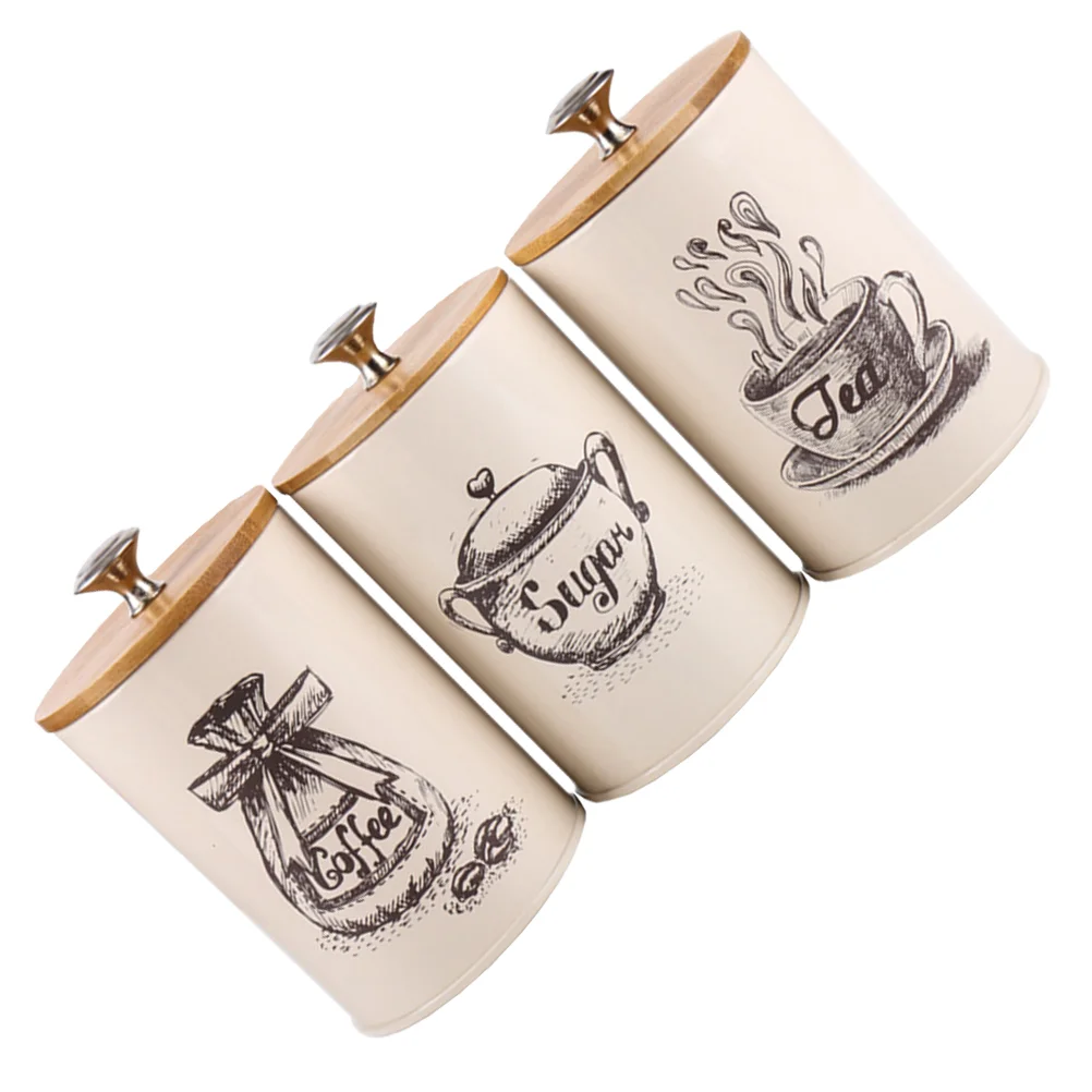

3pcs Kitchen Storage Jars Coffee Seal Containers Sugar Sealing Jars with Lids