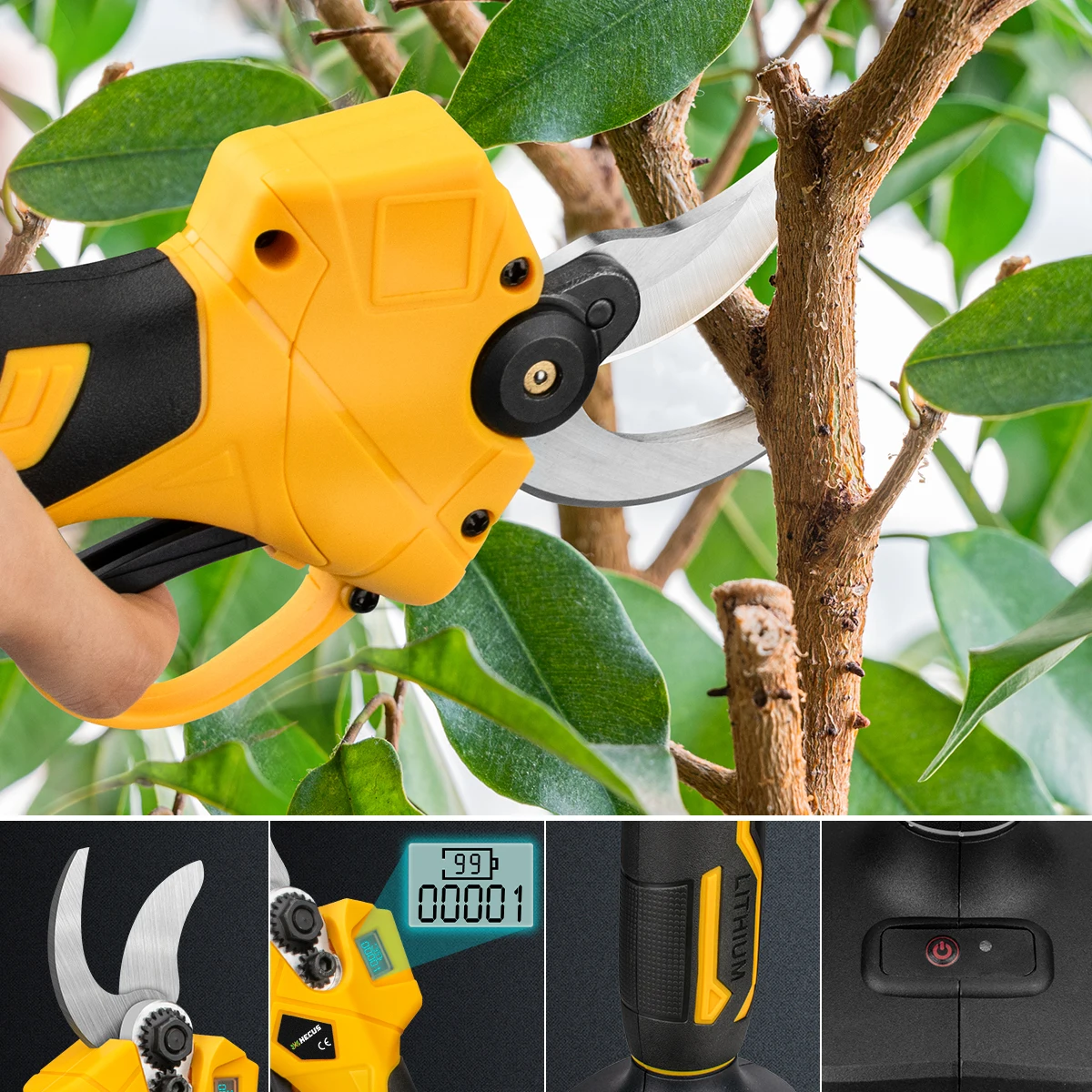 30mm Brushless Electric Pruning Shears 2 Gears Electric Scissors Cordless Fruit Tree Bonsai Pruning Tools For Makita 18V Battery 2