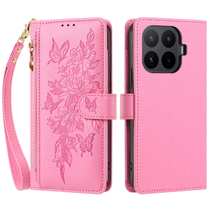 Luxury Leather Wallet Phone Case with Wrist Strap and Card Slots - Zipper Closure
