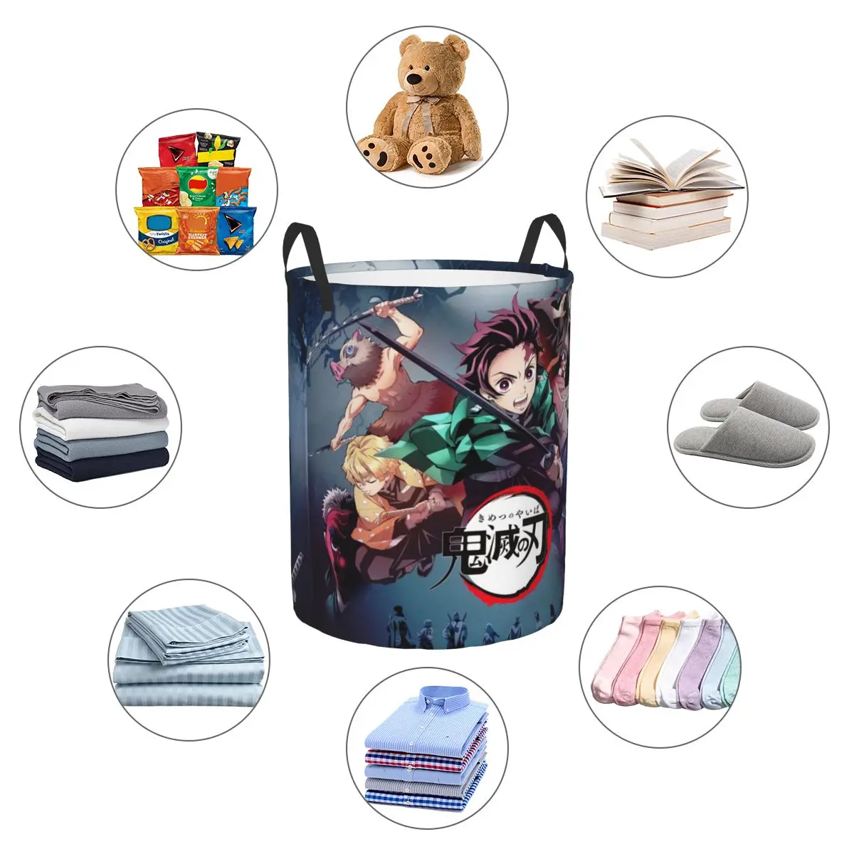 Custom Tanjiro Kimetsu No Yaiba Manga Laundry Basket Collapsible Clothes Storage Bin Kimestu No Yaiba Anime Manga Baby Hamper 5