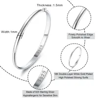 Fansilver S925 Sterling Silver Rings for Women Men 18K White Gold Plated Tarnish Resistant Tarnish Stackable Rings Wholesale 2