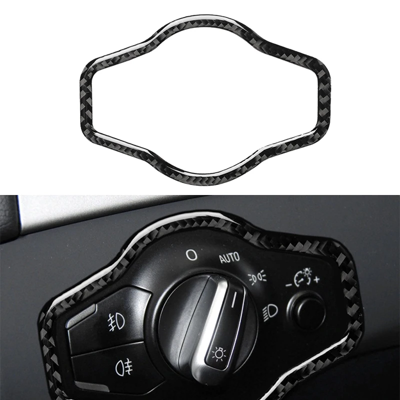 

For Audi A4 B8 A5 Q5 2010 2011 2012 2013 2014 2015 2016 Carbon Fiber Headlight Switch Button Frame Cover Trim