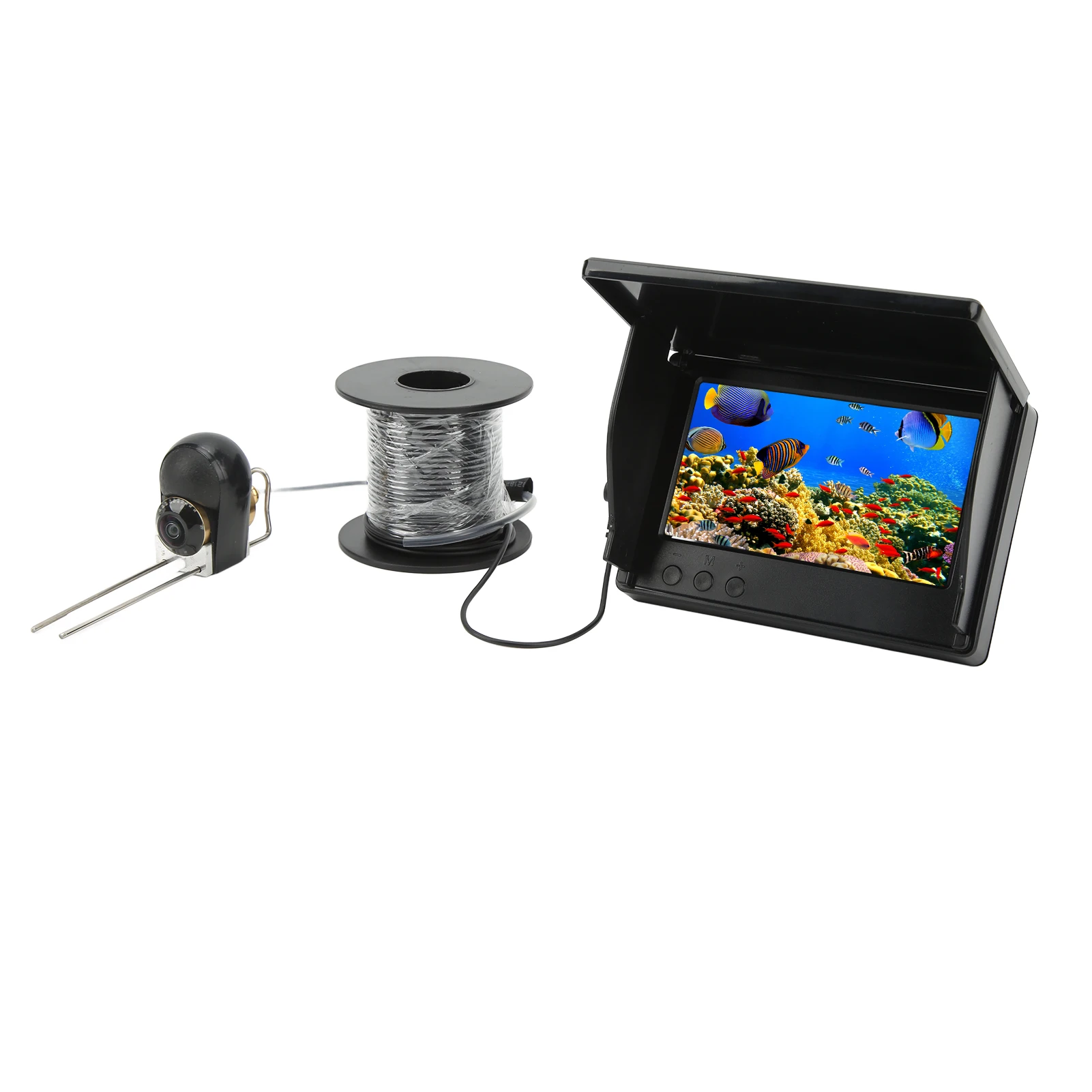5inch Underwater Fishing Camera LCD HD Fish Finder Camera IPS Full View 8000mAh Battery Waterproof for Lake Boat Ice Fishing 12V