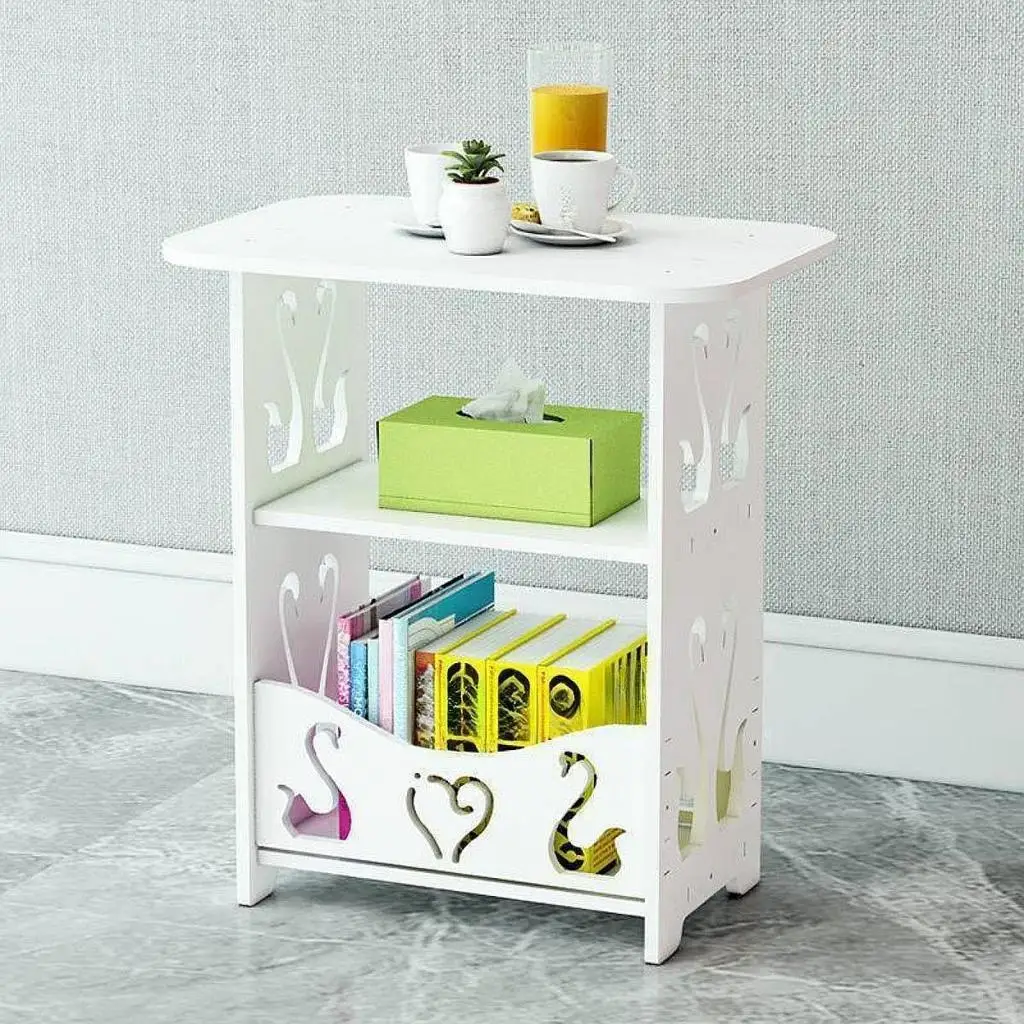 End Table, Small Bedside Table with Storage, Modern Nightstand, Side Table, for Living Room, Bedroom, White