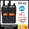 2pcs Real 8W Baofeng UV-82 Walkie Talkie 10KM uv 82 Portable Two way Radio UV82 High Power Dual Band HF FM Transceiver + NA771 1