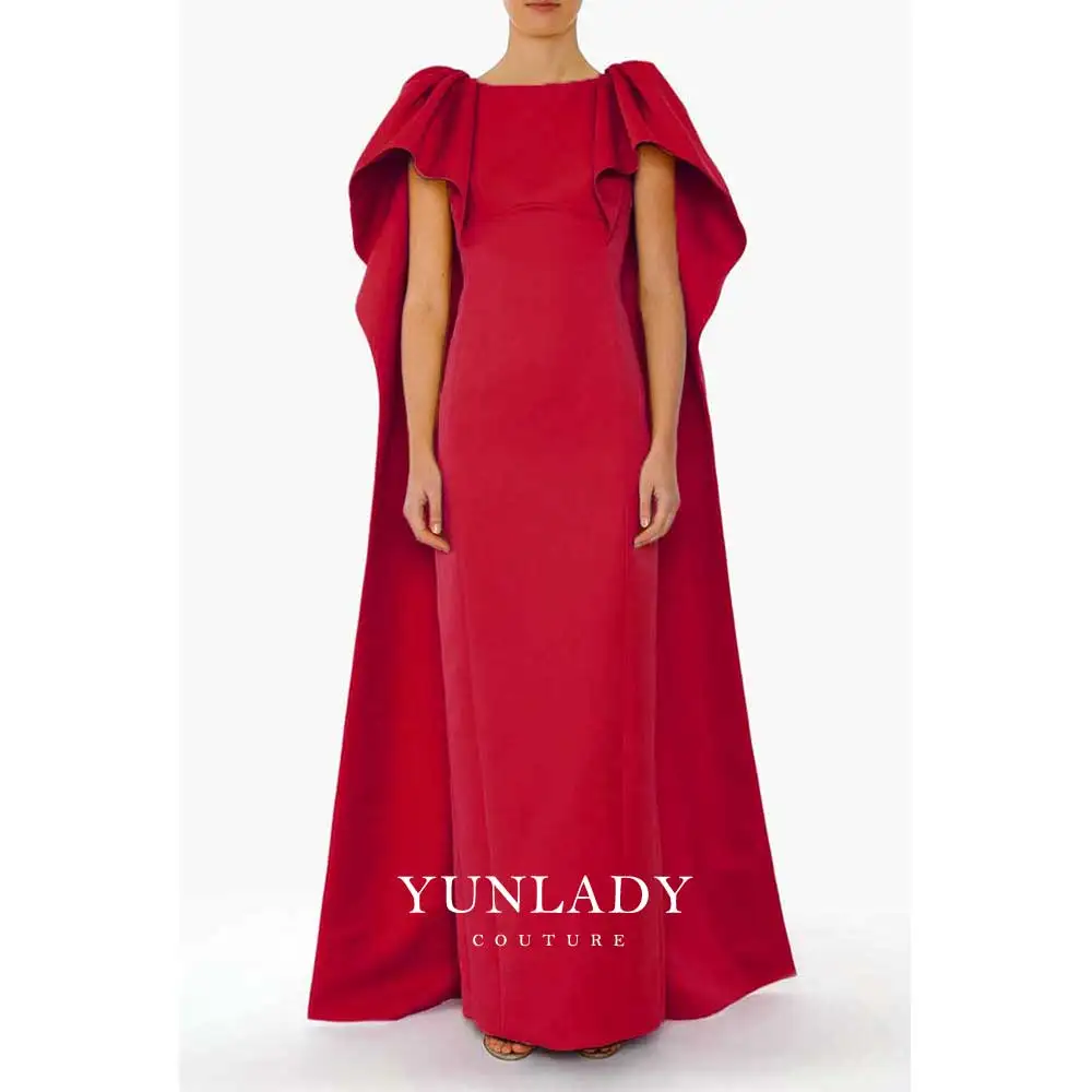 

YUNLAN Luxurious Dubai Wedding Burgundy Evening Gown 2024 Women's Elegant Party Dress Saudi Arabia Cape Guest Prom DressNLAN