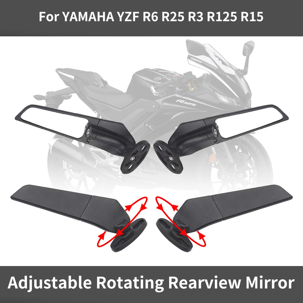 

For YAMAHA YZF R6 R25 R3 R125 R15 Mirror Modified Wind Wing Adjustable Rotating Rearview Mirror Moto