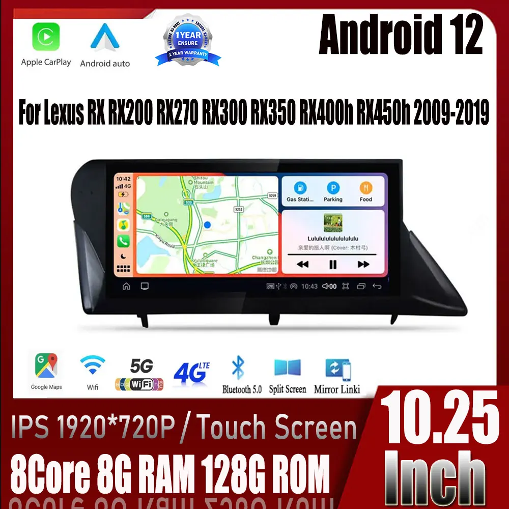 

Android 12 GPS For Lexus RX RX200 RX270 RX300 RX350 RX400h RX450h 2009-2019 Auto Radio Wireless Carplay Camera DVR Video Player