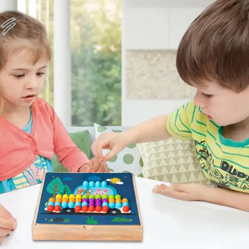 Mushroom Nails Pegboard Building Bricks Natural Wood Pegboard Puzzle Jigsaw Puzzle Mosaic Fun & Entertaining For