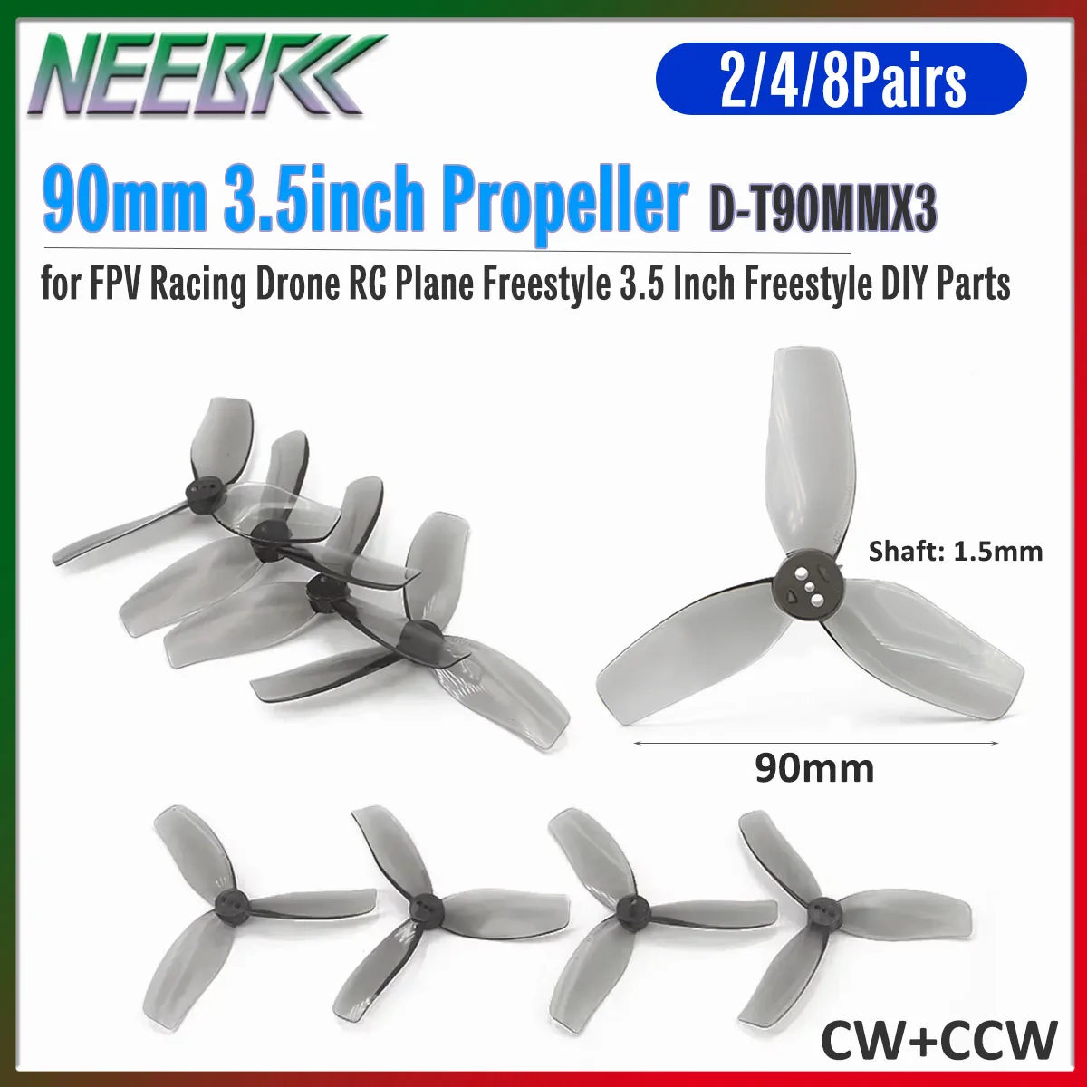 Vrtule RC 3,5 palca 3 listy CW CCW pre dron FPV - NEEBRC