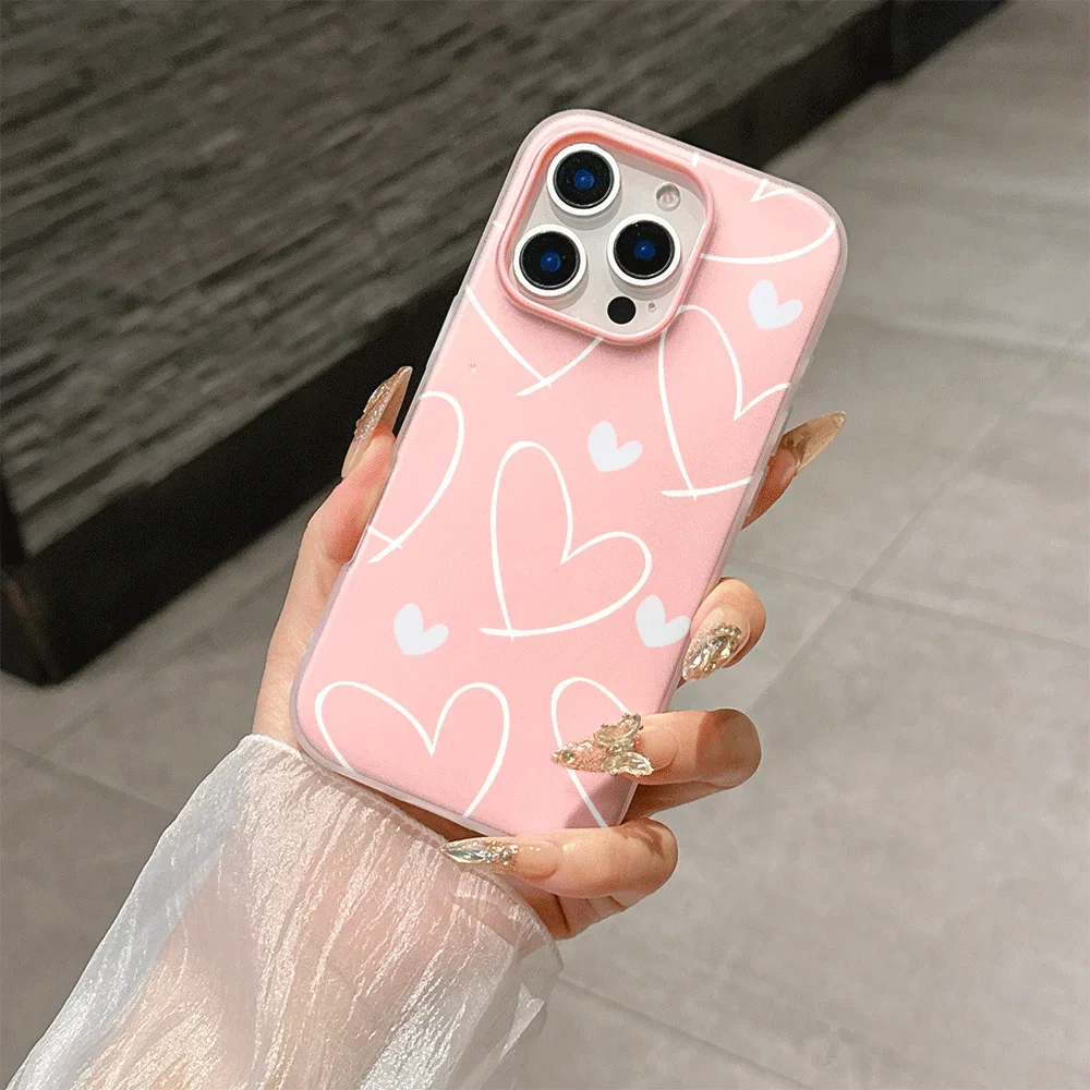 Elegant Heart Bow Candy Shell Phone Case - 2-in-1 Protection