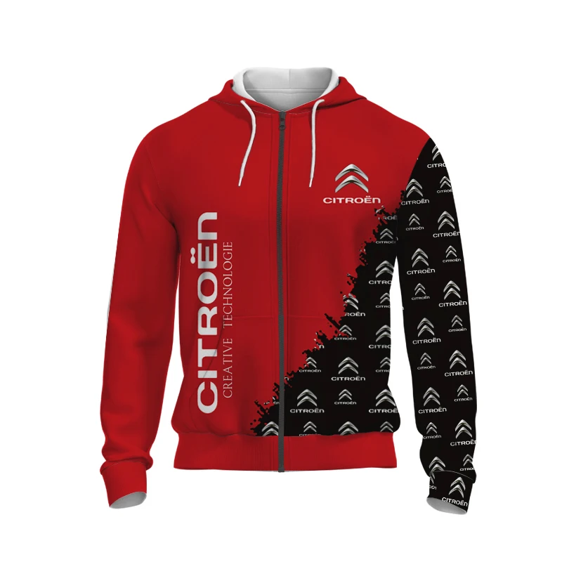 thumbnail image 1 of Sudadera con capucha y cremallera 3D con logotipo impreso de Citroën para hombre, talla grande, informal, para carreras de motos, personalizada, para calle, versátil, talla 100-6XL, 1 of 4