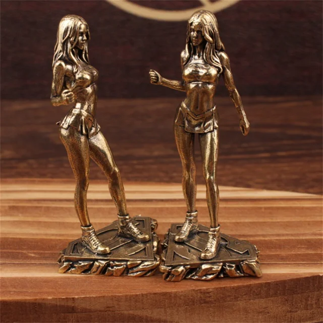 Petite fée/rétro en laiton défilé de mode beauté ornements de bureau Figure en métal Sculpture salon décoration de la maison cadeau 3