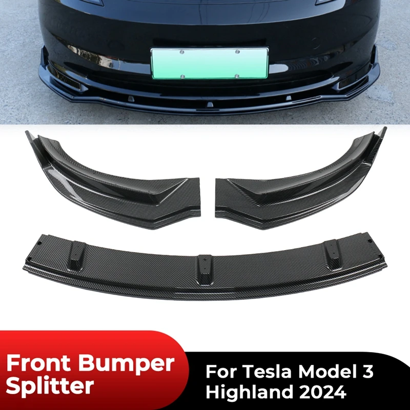 

For Tesla Model 3 Highland 2024 Front Bumper Lip Splitter Spoiler Guard Diffuser Protector Trim Body Kit Anti Scratch Protection