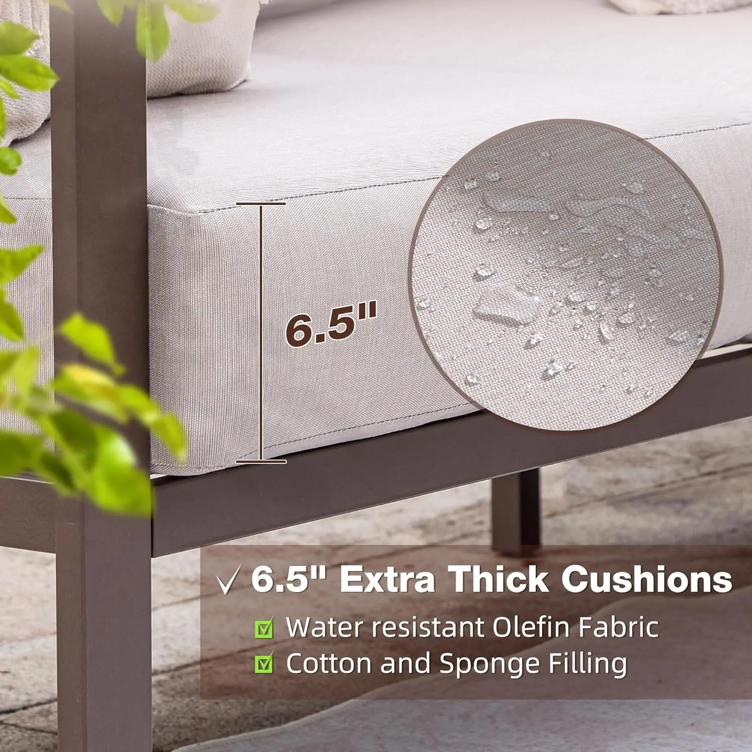 6-Piece L-Shaped Metal Patio Sectional 4