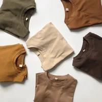 Korean Autumn Kids Boys Base Shirts Solid Cotton Long Sleeve Loose Toddler Boys Tops Bottom Simple Children Boy Tops Tendy 4