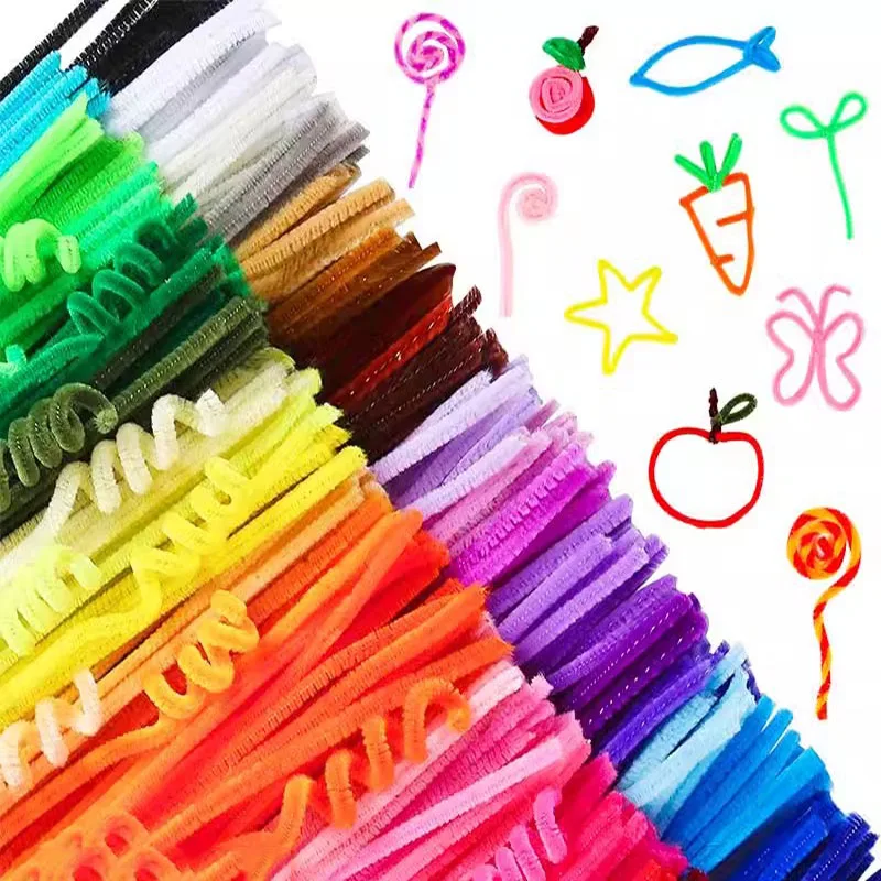 100pcs 30cm Twist Wire Chenille Stems Pipe Cleaners Kid Plush Stick Strips Educational Toys DIY Craft Supplies