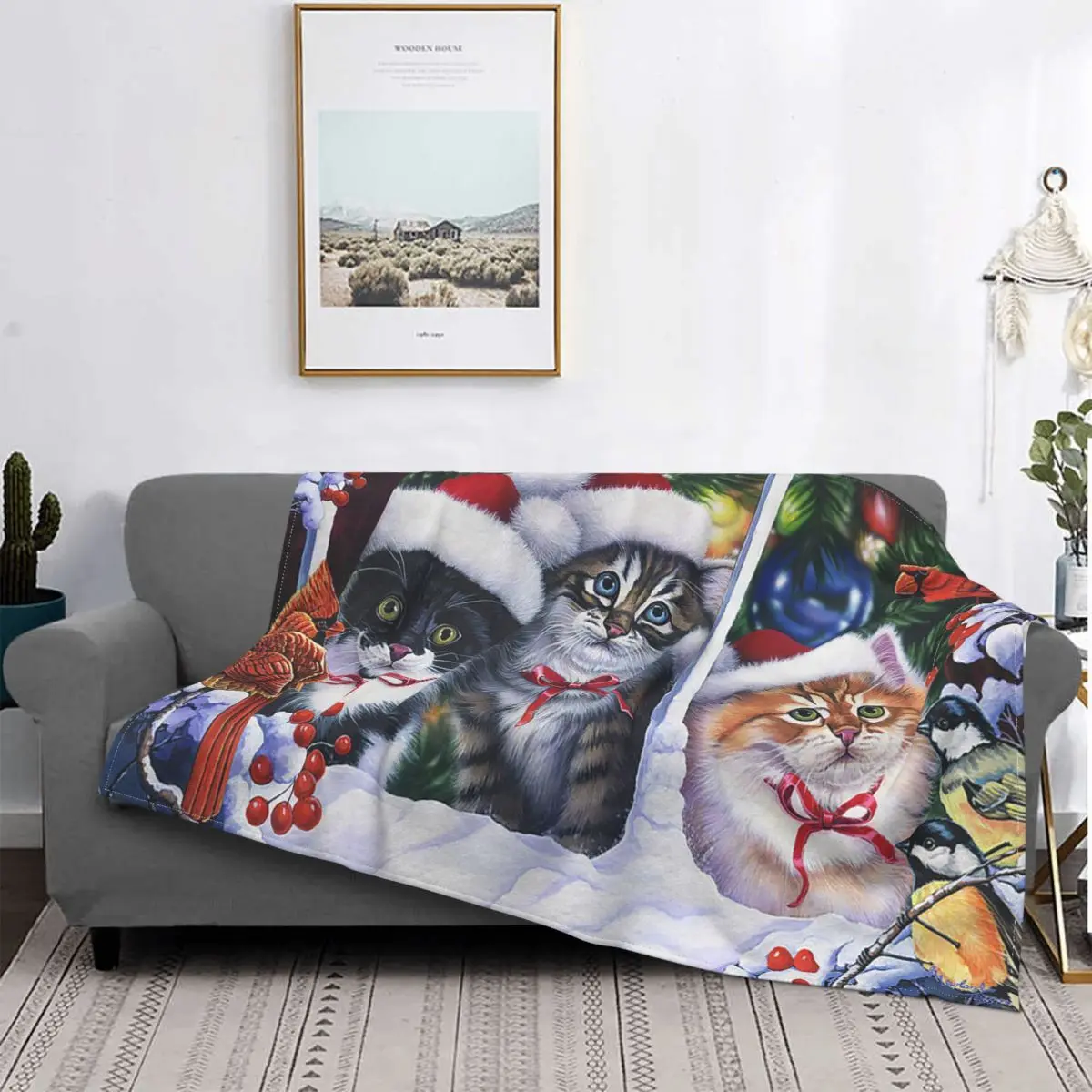 

Cute Cat Blanket Flannel Summer 3D-printed Animal Portable Ultra-Soft Throw Blanket for Bed Car Plush Thin Quilt