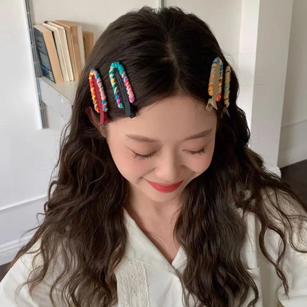 Clip Bb Arcobaleno Lavorate A Maglia Multicolor No Bend Waterdrop Shape Hairpin Clip Laterali Per Capelli In Stile Coreano Clip Per Capelli Lavorata A