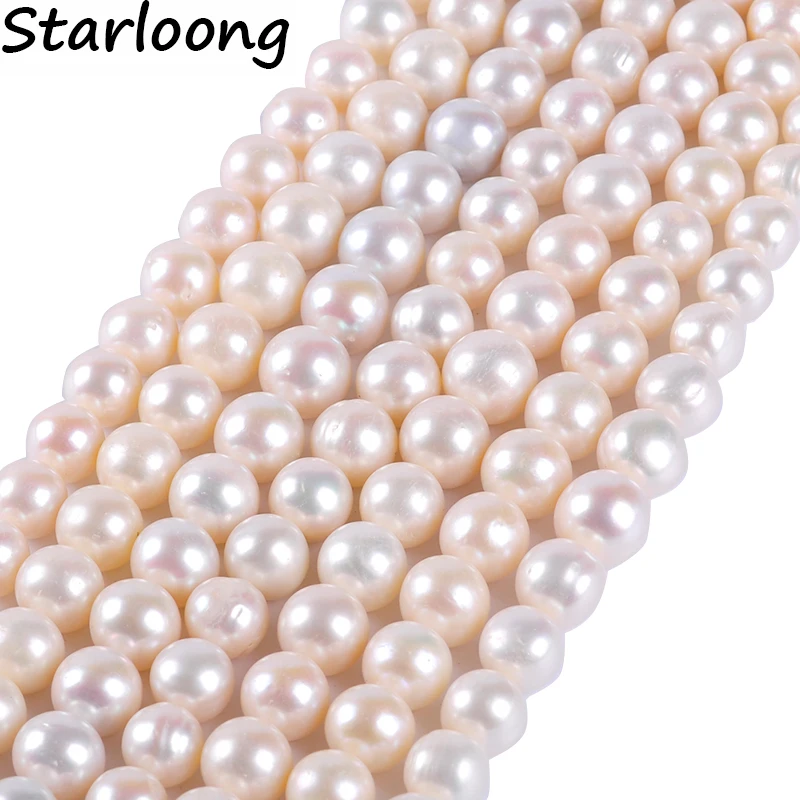 

1strand/pack 10-12mm AA+ Quality Round Ball Natural Freshwater Pearl Spacer Loose Beads DIY for Jewelry Making Bracelet Necklace