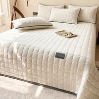 WOSTAR Soft warm plush bed sheet white coral fleece thermal bedspread quilted thicken couple luxury double bed king size 150x200 1