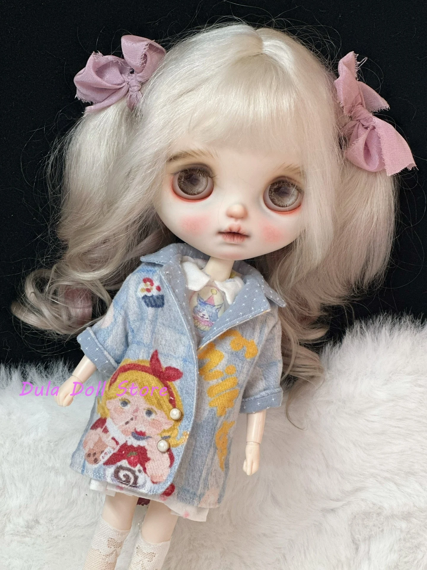 2026 Dula 인형 옷 드레스 라이트 블루 캐주얼 브러시드 자켓 Blythe OB24 OB22 Azone Licca ICY JerryB 1/6 인형 액세서리
