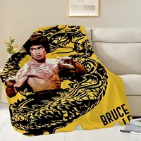K-Kung fu B-Bruce L-Lee Blanket Skin friendly comfort warm soft plush blanket suitable sofa living room office bedroom 1