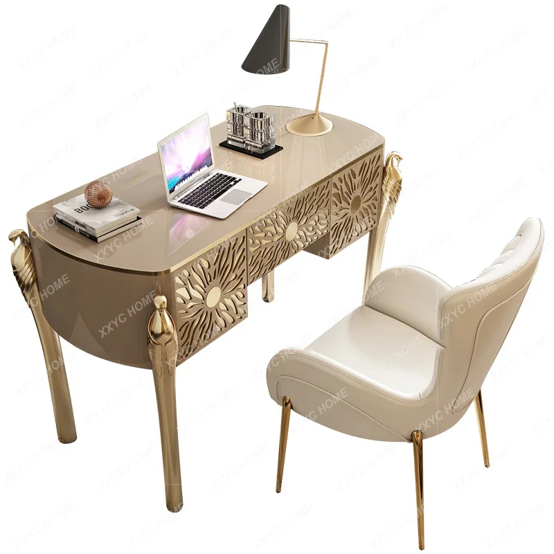 Light luxury desk, postmodern minimalist office desk, designer, home computer desk, stainless steel painted writing desk bachuan paper a5 paper hand painted paper high density thin paper layer does not seep ink fountain pen writing resistance