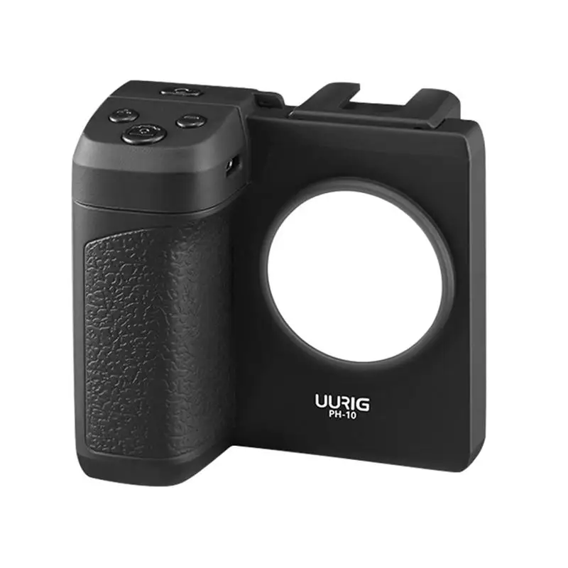 UURIG PH-10 무선 핸들 G 립 폰 거치대 안정기, 스마트폰 브이로그 리모컨, 1/4 인치 LED 조명, i 폰 안드로이드용