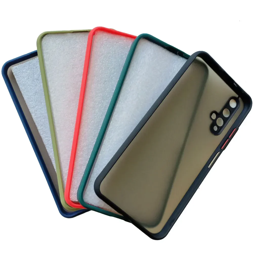 Frosted Translucent Shockproof Case with Silicone Frame and Hard Clear Cover